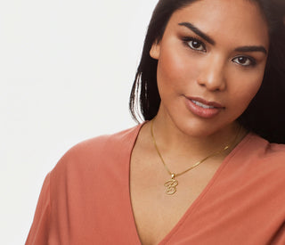 necklace monogram pendant jewelry, initial letter from Beloved Script font by Laura Worthington