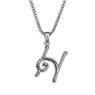 silver necklace, initial letter H pendant monogram jewelry — based on Mandevilla font by Laura Worthington