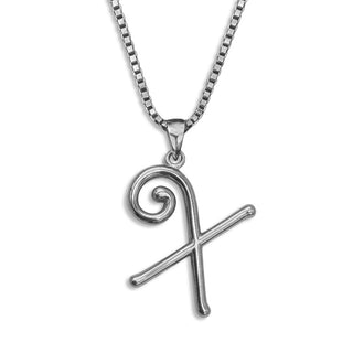 silver necklace, initial letter X pendant monogram jewelry — based on Mandevilla font by Laura Worthington