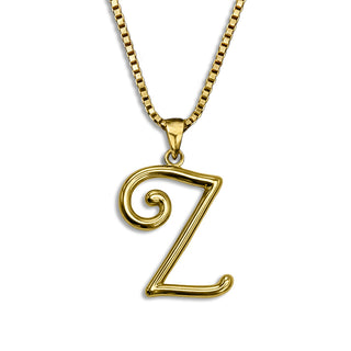gold necklace, initial letter Z pendant monogram jewelry — based on Mandevilla font by Laura Worthington