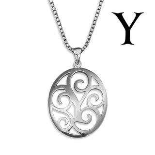 Regalia — silver necklace, initial letter Y pendant monogram jewelry — based on Yana font by Laura Worthington