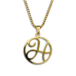 gold necklace, initial letter H pendant monogram jewelry — based on Fairwater font by Laura Worthington