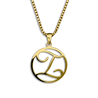 gold necklace, initial letter I pendant monogram jewelry — based on Fairwater font by Laura Worthington