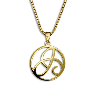 gold necklace, initial letter J pendant monogram jewelry — based on Fairwater font by Laura Worthington