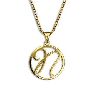 gold necklace, initial letter N pendant monogram jewelry — based on Fairwater font by Laura Worthington