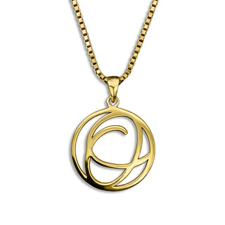 gold necklace, initial letter O pendant monogram jewelry — based on Fairwater font by Laura Worthington