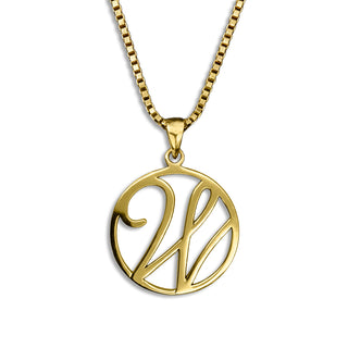 gold necklace, initial letter W pendant monogram jewelry — based on Fairwater font by Laura Worthington