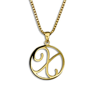 gold necklace, initial letter X pendant monogram jewelry — based on Fairwater font by Laura Worthington
