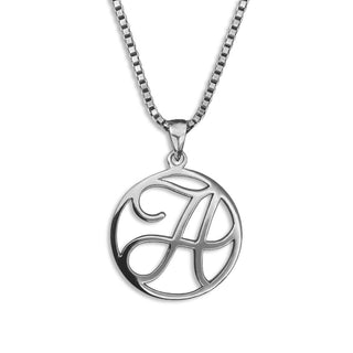 silver necklace, initial letter A pendant monogram jewelry — based on Fairwater font by Laura Worthington