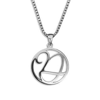 silver necklace, initial letter D pendant monogram jewelry — based on Fairwater font by Laura Worthington
