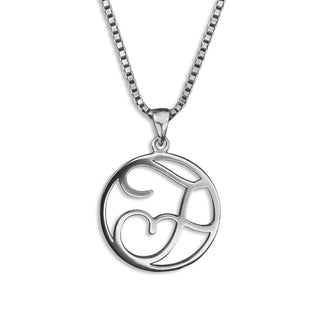 silver necklace, initial letter F pendant monogram jewelry — based on Fairwater font by Laura Worthington