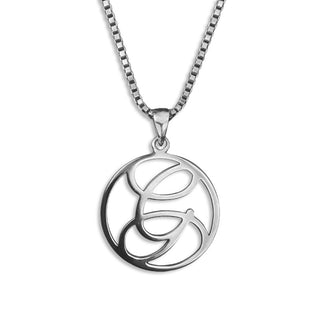 silver necklace, initial letter G pendant monogram jewelry — based on Fairwater font by Laura Worthington