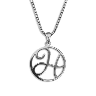 silver necklace, initial letter H pendant monogram jewelry — based on Fairwater font by Laura Worthington