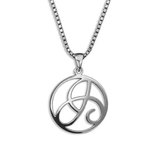 silver necklace, initial letter J pendant monogram jewelry — based on Fairwater font by Laura Worthington