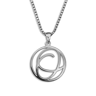 silver necklace, initial letter O pendant monogram jewelry — based on Fairwater font by Laura Worthington