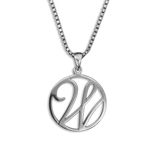 silver necklace, initial letter W pendant monogram jewelry — based on Fairwater font by Laura Worthington