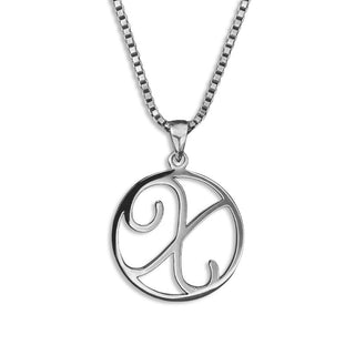 silver necklace, initial letter X pendant monogram jewelry — based on Fairwater font by Laura Worthington
